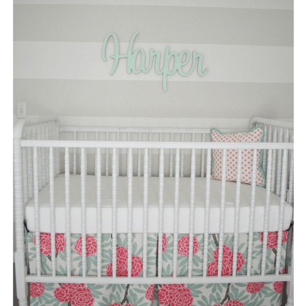 Caitlin Wilson mint & coral crib skirt set